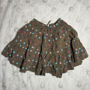 Mini Boden Olive Corduroy Polka Dot Tiered Skirt – Girls 5/6
